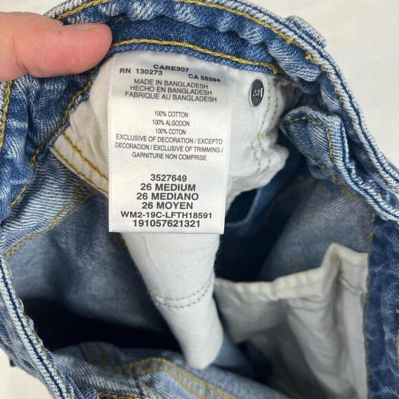 Distressed Blue Denim Mini Skirt - Trendy Fashion Staple - Size 26 - Picture 5 of 9